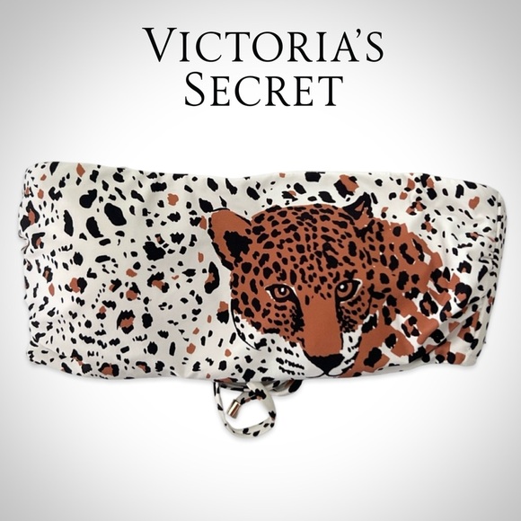 Victoria's Secret Other - Victoria’s Secret Leopard design cheetah bandeau bikini white brown black Sz M